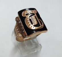 Vintage Gents Ring Initial "T" Onyx 10k Yellow Gold  6.9 Grams S10.5 